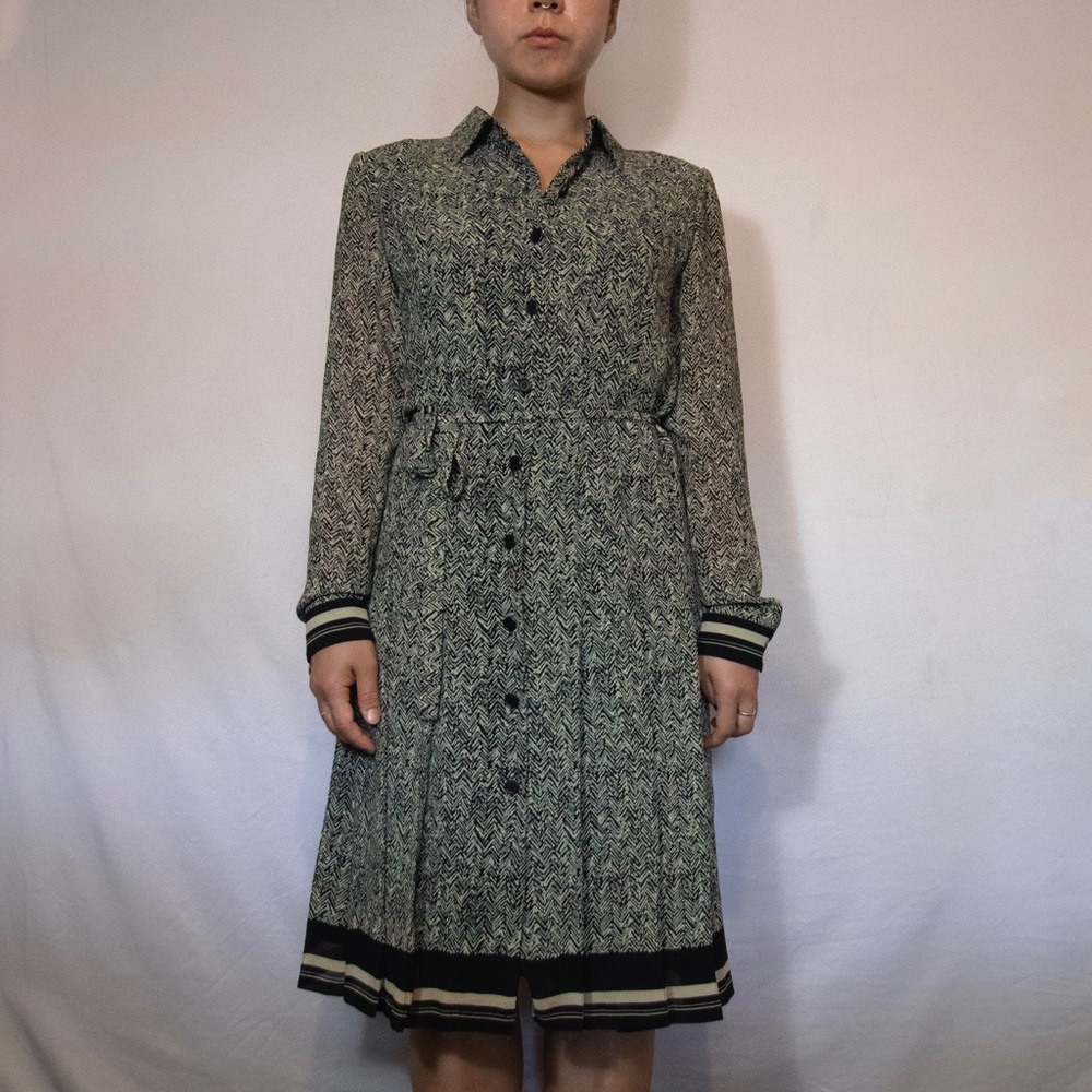 Vintage Grey Chevron shirt dress